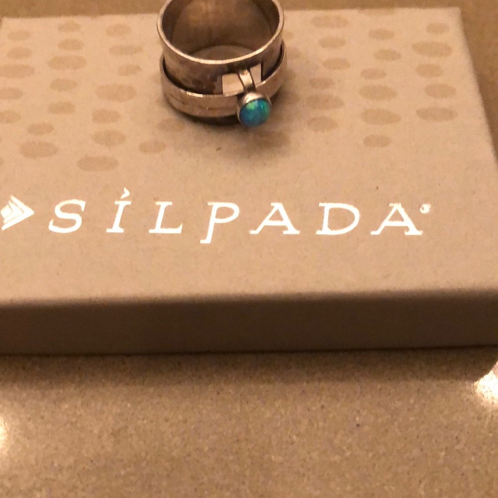 Silpada silver ring with blue stone size 6